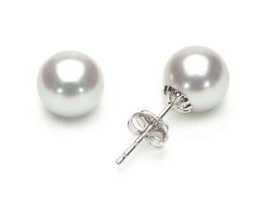 Kolczyki złote ze srebrnymi perłami Akoya 7-7,5 mm (wzór CSES)