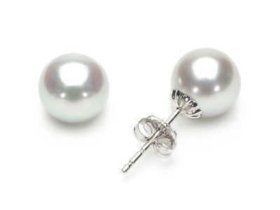 Kolczyki złote ze srebrnymi perłami Akoya 7-7,5 mm (wzór CSES)