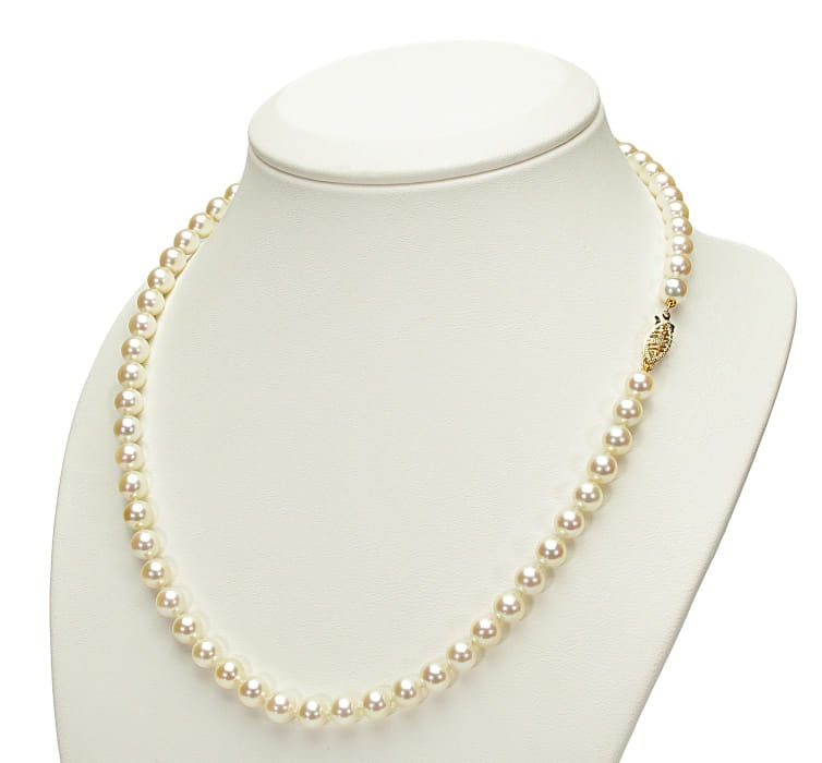 Naszyjnik ze złocistymi perłami Akoya 6-6,5 mm NA17-65G-FCYG14-CSNP