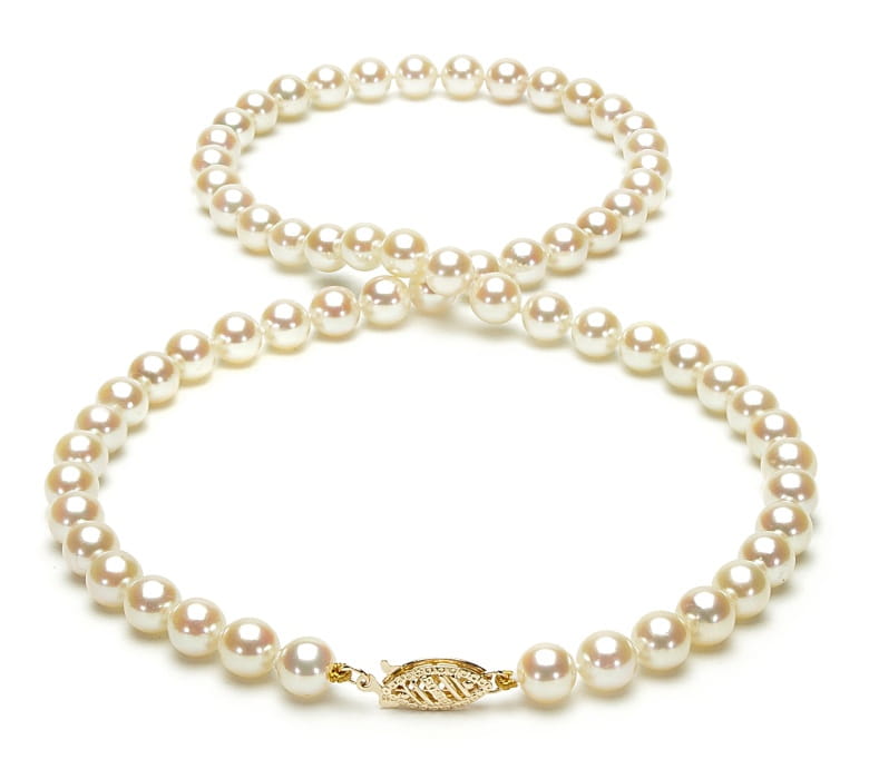 Naszyjnik ze złocistymi perłami Akoya 6-6,5 mm NA17-65G-FCYG14-CSNP 2