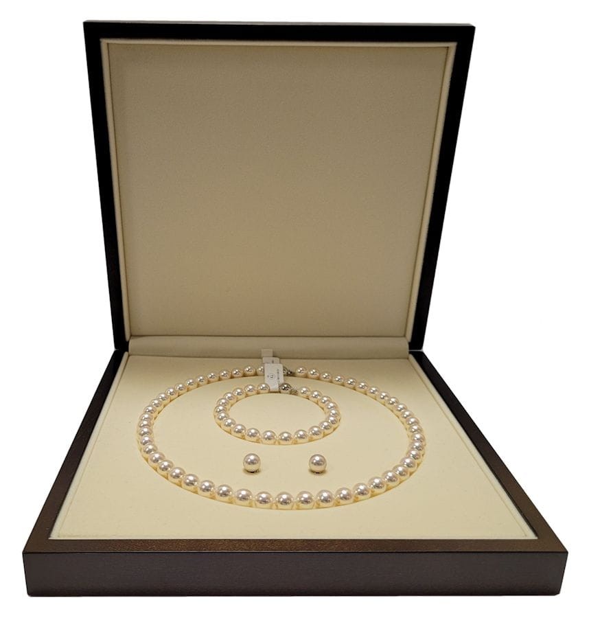 Komplet biżuterii z pereł Akoya 8-8,5 mm SANBE-85W-BCWG14-CSS 9