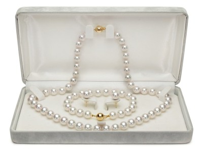 Komplet biżuterii z pereł Akoya 8-8,5 mm (wzór CSS-YG)