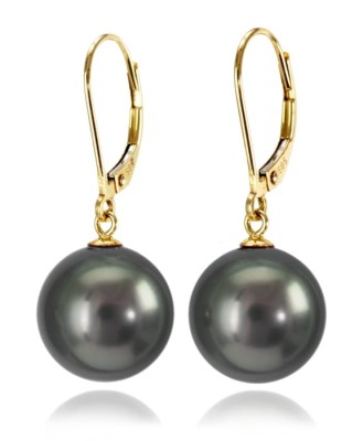 Złote kolczyki z perłami Tahiti 12-13 mm (wzór CSEV)