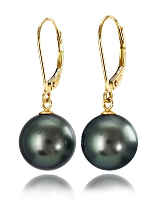 Złote kolczyki z perłami Tahiti 11-12 mm ET-120B-LVYG14-CSEV