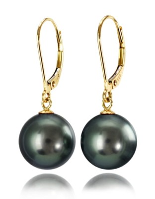 Złote kolczyki z perłami Tahiti 11-12 mm (wzór CSEV)