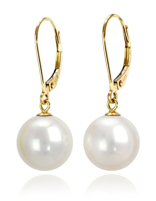 Złote kolczyki z białymi perłami South Sea 10-11 mm ES-110W-LVYG14-CSEV