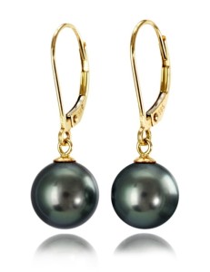 Złote kolczyki z perłami Tahiti 9-10 mm (wzór CSEV)