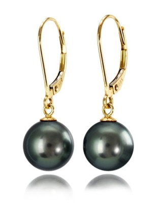 Złote kolczyki z perłami Tahiti 9-10 mm (wzór CSEV)
