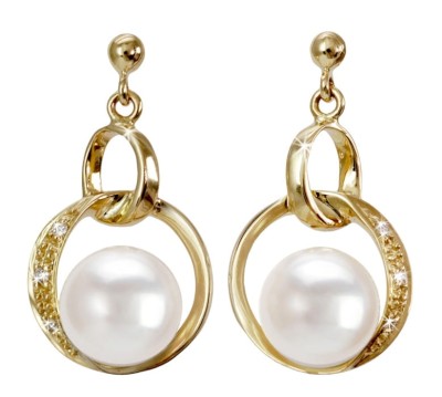 Złote kolczyki z perłami Akoya (wzór DCRC)