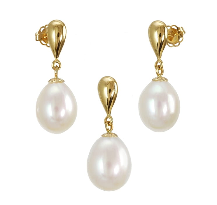 Komplet biżuterii z perłami 8-8,5 mm SFEP-85WDS-SHYG14-SPN