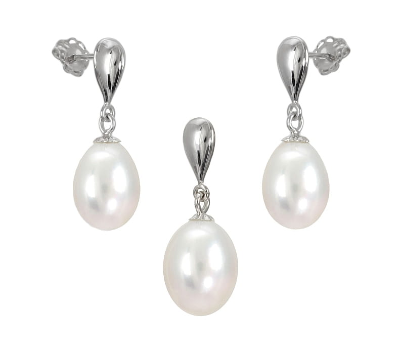 Komplet biżuterii z perłami 8-8,5 mm SFEP-85WDS-SHWG14-SPN