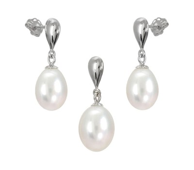 Komplet biżuterii z perłami 8-8,5 mm (wzór SPN-EP-WG)