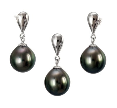 Komplet biżuterii z perłami Tahiti 9-10 mm (wzór SPN-EP-WG)