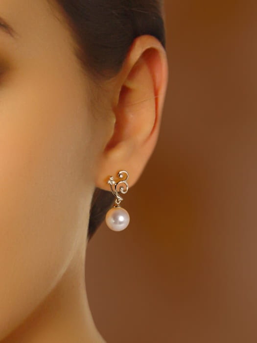 Kolczyki złote z perłami Akoya EA-85W-SHWG14D-ESF 2