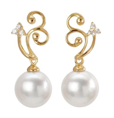 Złote kolczyki z perłami Akoya (wzór ESF)