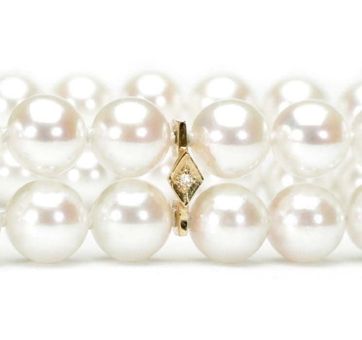 Bransoleta 2-rzędowa z perłami Akoya 6-6,5 mm BA2-65W-YG14D-DOCL 2