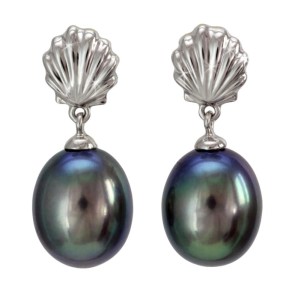 Kolczyki złote z czarnymi perłami (wzór SHL)