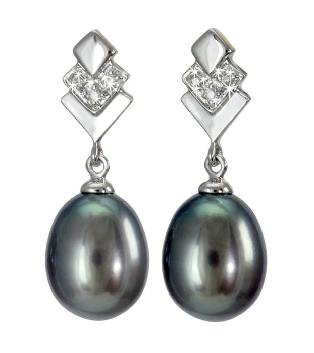 Kolczyki złote z czarnymi perłami EF-90BDS-SHWG14D-NPKN