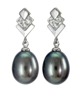 Kolczyki złote z czarnymi perłami (wzór NPKN)