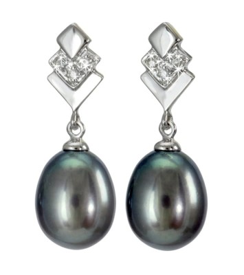 Kolczyki złote z czarnymi perłami (wzór NPKN)