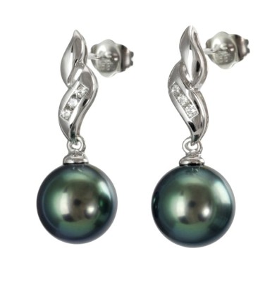 Kolczyki złote z perłami Tahiti (wzór QFLA)