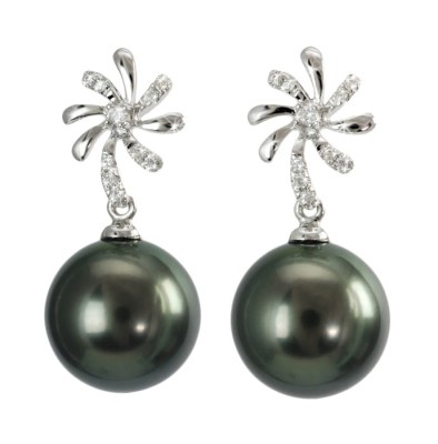 Kolczyki złote z perłami Tahiti (wzór WNDM)