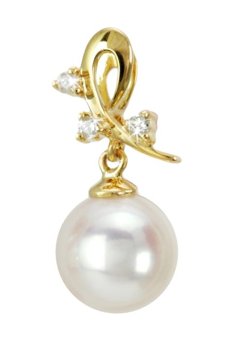 Złota zawieszka z perłą Akoya PA-90W-YG14D-HALF