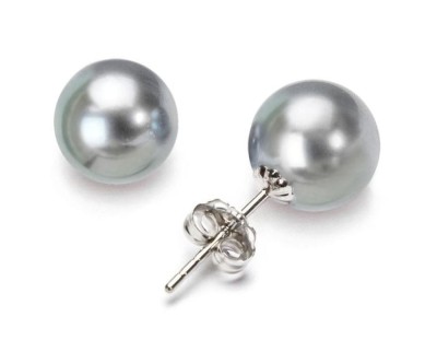 Kolczyki ze srebrnymi perłami Tahiti 8-9 mm (wzór CSES)