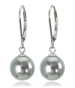 Kolczyki złote ze srebrnymi perłami Tahiti 9-10 mm (wzór CSEV)