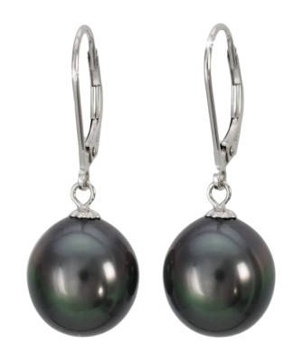 Kolczyki złote z owalnymi perłami Tahiti 11-12 mm (wzór CSEV)