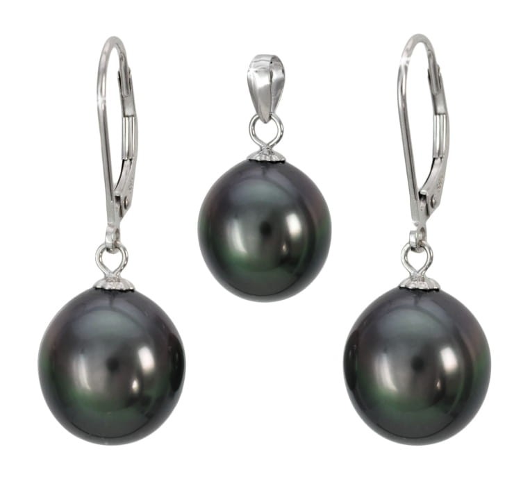 Komplet biżuterii z perłami Tahiti 11-12 mm STEP-120BDS-LVWG14-CSS