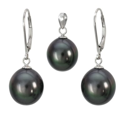 Komplet biżuterii z perłami Tahiti 11-12 mm (wzór CSS-EP-WG)