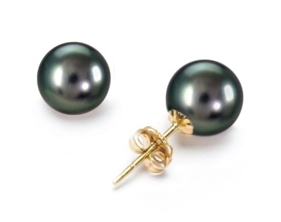 Złote kolczyki z perłami Tahiti 8-9 mm (wzór CSES)