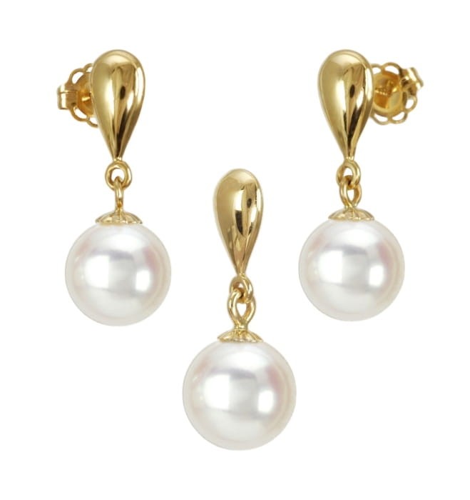 Komplet biżuterii z pereł Akoya SAEP-75W-SHYG14-SPN