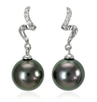 Kolczyki złote z perłami Tahiti (wzór DSRB)