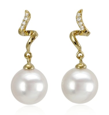 Złote kolczyki z perłami Akoya (wzór DSRB)