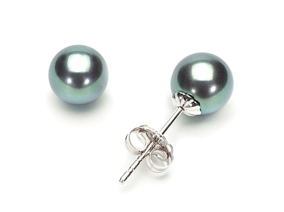 Kolczyki złote z czarnymi perłami 6-6,5 mm EF-65B-SWG14-CSES