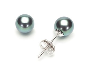 Kolczyki złote z czarnymi perłami 6-6,5 mm (wzór CSES)