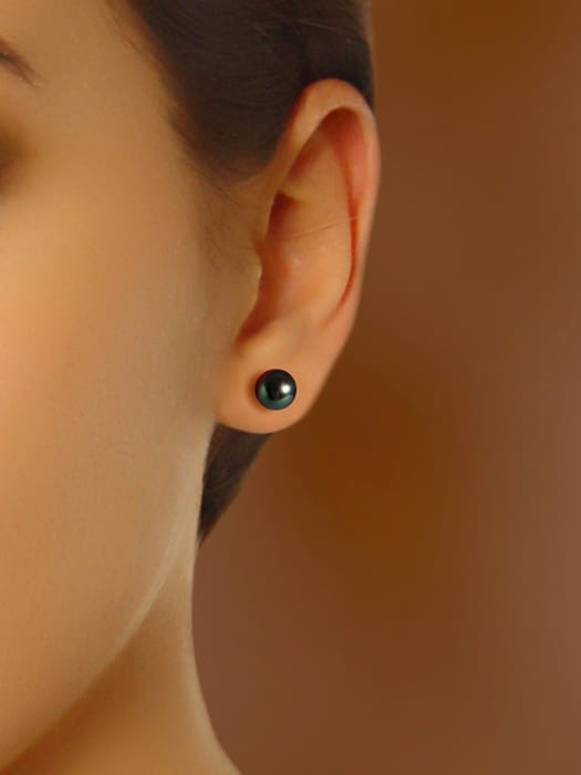 Kolczyki złote z czarnymi perłami 6-6,5 mm EF-65B-SWG14-CSES 2