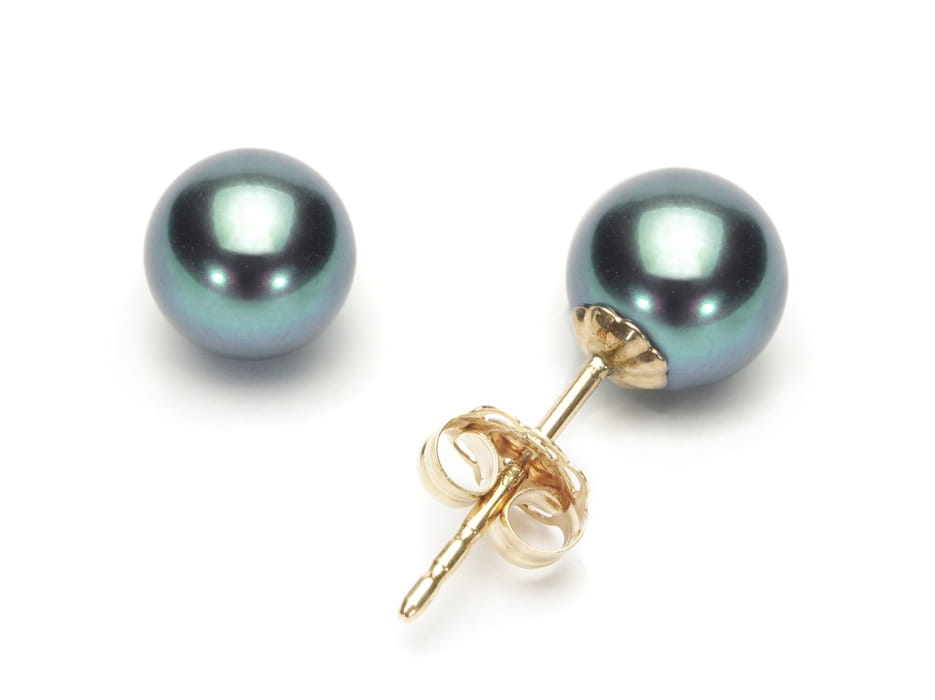 Złote kolczyki z czarnymi perłami 6-6,5 mm EF-65B-SYG14-CSES