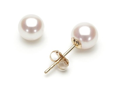 Złote kolczyki z perłami 6-6,5 mm (wzór CSES)