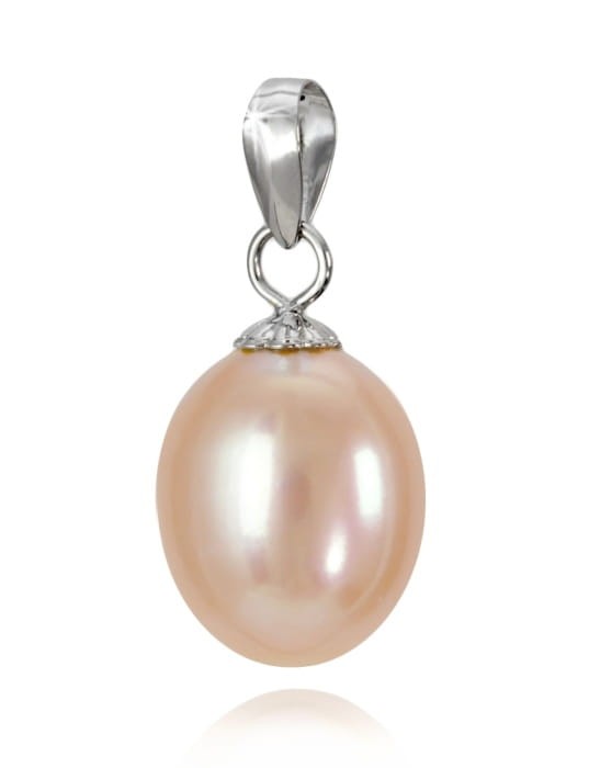 Zawieszka złota z różową owalną perłą 8-8,5 mm PF-85PDS-WG14-CSPS