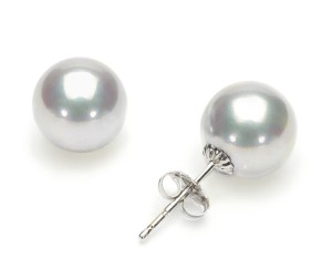 Kolczyki złote ze srebrnymi perłami Akoya 8-8,5 mm (wzór CSES)