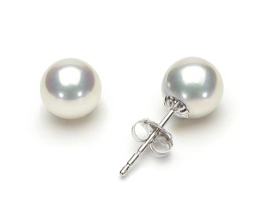 Kolczyki złote ze srebrnymi perłami Akoya 6,5-7 mm (wzór CSES)