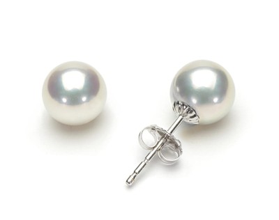 Kolczyki złote ze srebrnymi perłami Akoya 6,5-7 mm (wzór CSES)