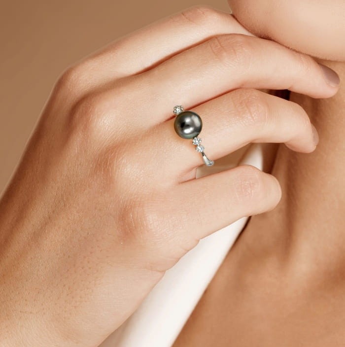 Pierścionek złoty z perłą Tahiti RT1-80B-WG14D-TSZT 2