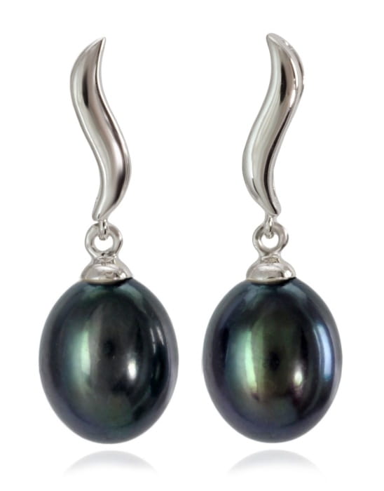 Kolczyki złote z czarnymi perłami EF-85BDS-SHWG14-LRIB