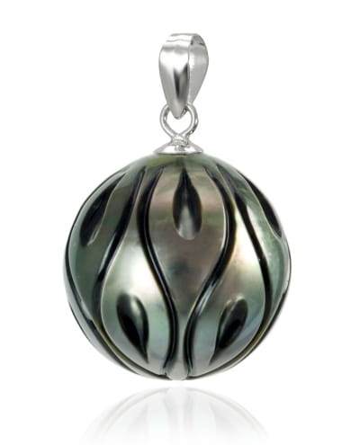 Zawieszka złota z grawerowaną perłą Tahiti 13-14 mm PT-140BC20T-WG14-CSPS 2