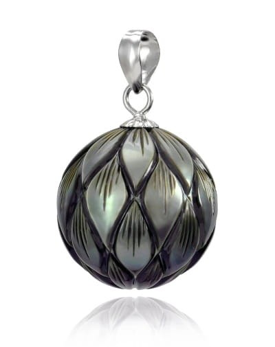 Zawieszka złota z grawerowaną perłą Tahiti 14-15 mm PT-150BC14T-WG14-CSPS 2