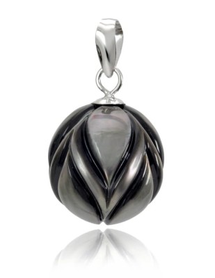 Zawieszka złota z grawerowaną perłą Tahiti 11-12 mm (wzór CSPS-10T)